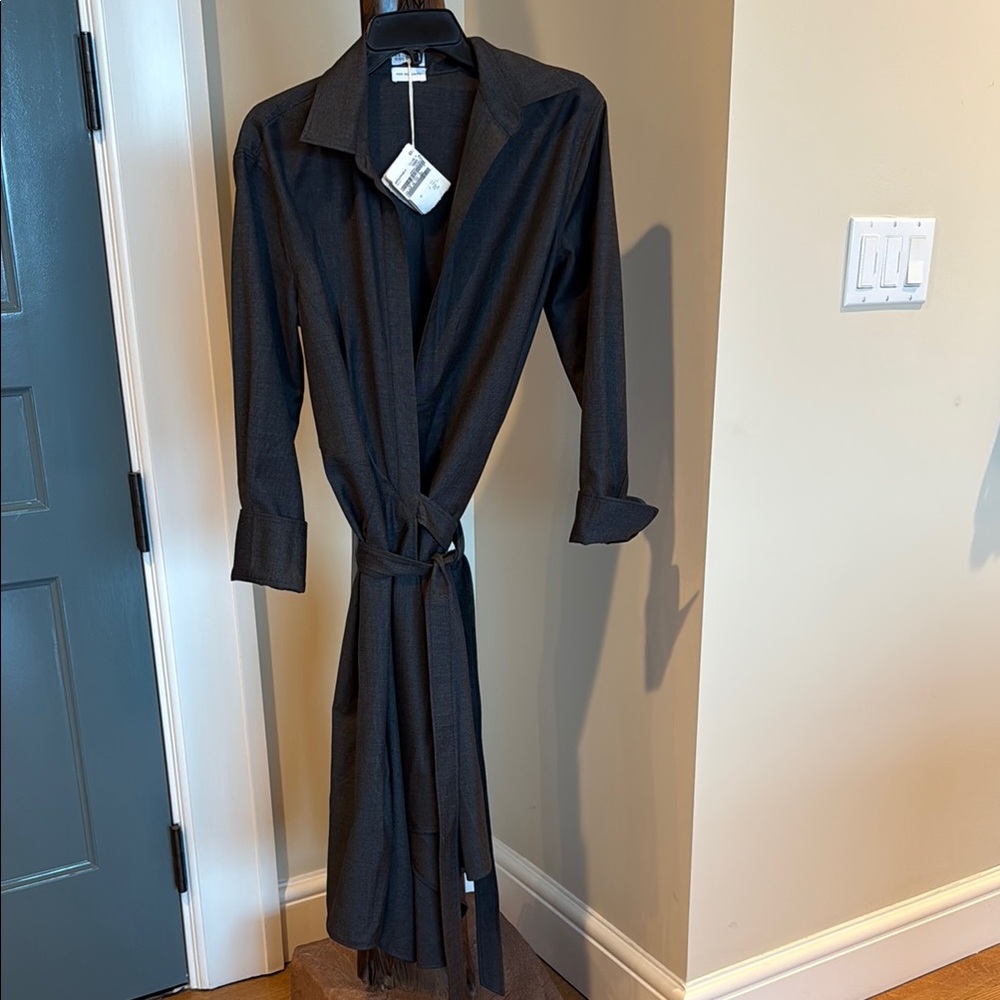 Brunello Cucinelli Black Wrap Dress with Notched Collar
